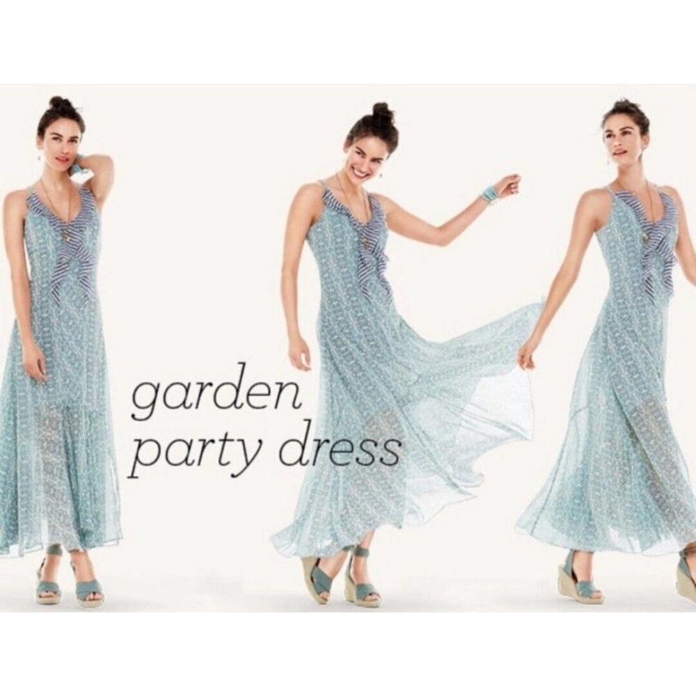 Cabi Garden Party Floral Print Ruffled Maxi Dress Women's Size 8 Boho Chic - Picture 4 of 12
